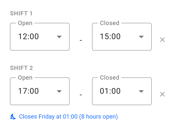 Multiple shifts per day
