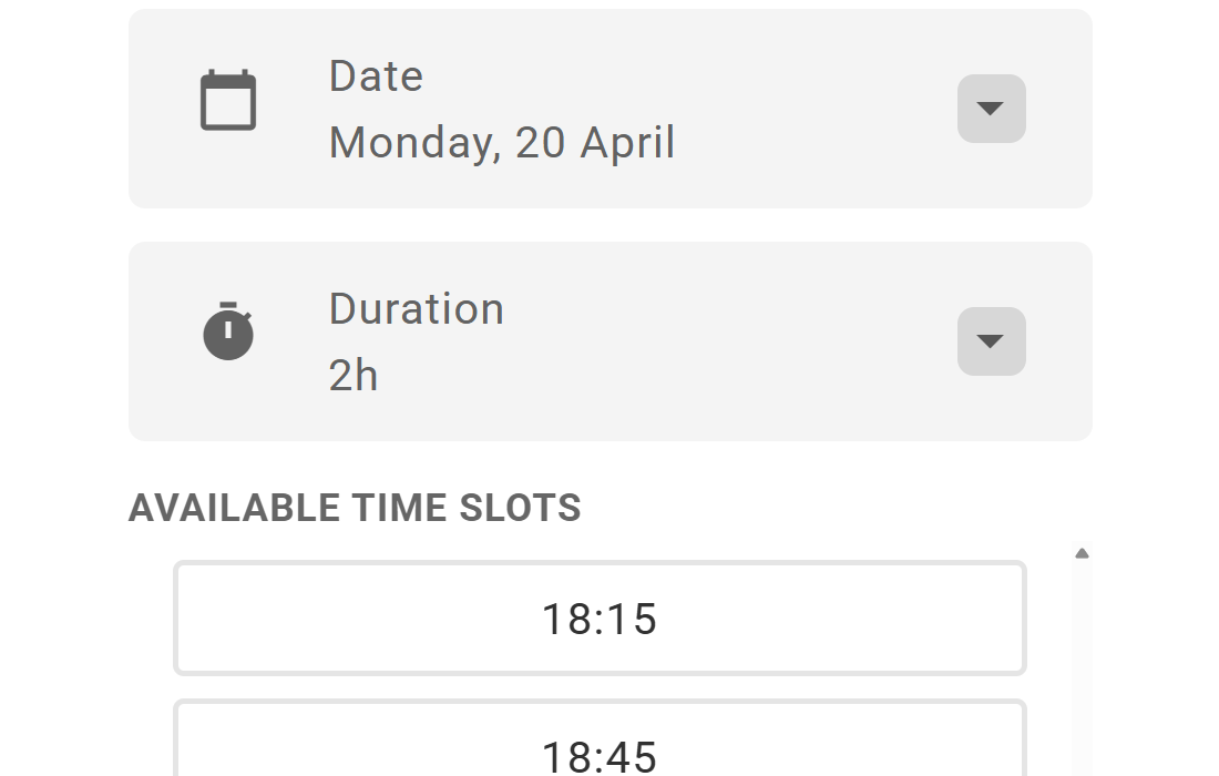 Time slots overview